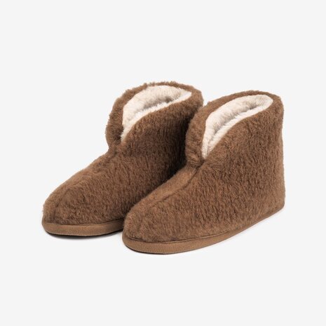 Bruine wollen slippers