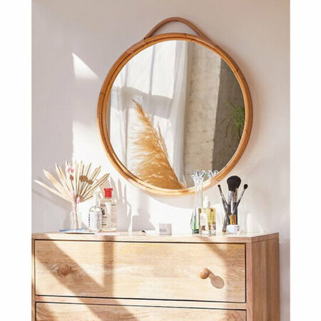 Bamboe Spiegel, Naturel, Handgemaakt, ⌀60 cm