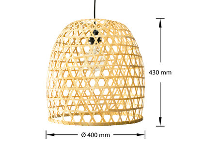 Bamboe Hanglamp, Handgemaakt, Naturel, ⌀40 cm