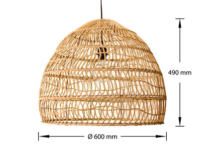 Rotan / Rieten Hanglamp, Handgemaakt, Naturel, ⌀60 cm