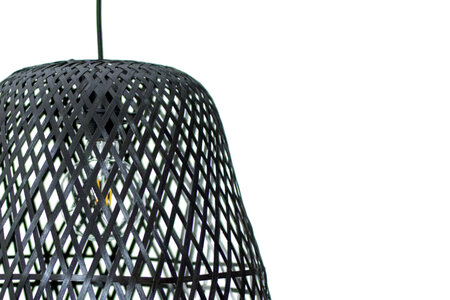 Bamboe Hanglamp, Handgemaakt, Zwart, ⌀40 cm