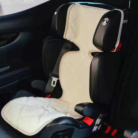 WOLLIES Amsterdam - Wollen Hoes voor Autostoel - Wol / Linnen - Wit